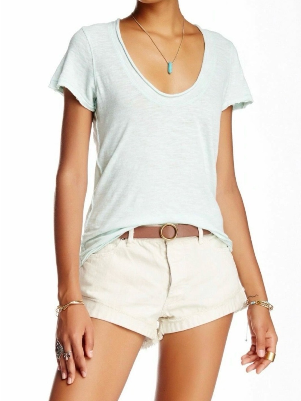 💚NWT💚Free People Addie Slub Knit Tee, Size XS, Mint